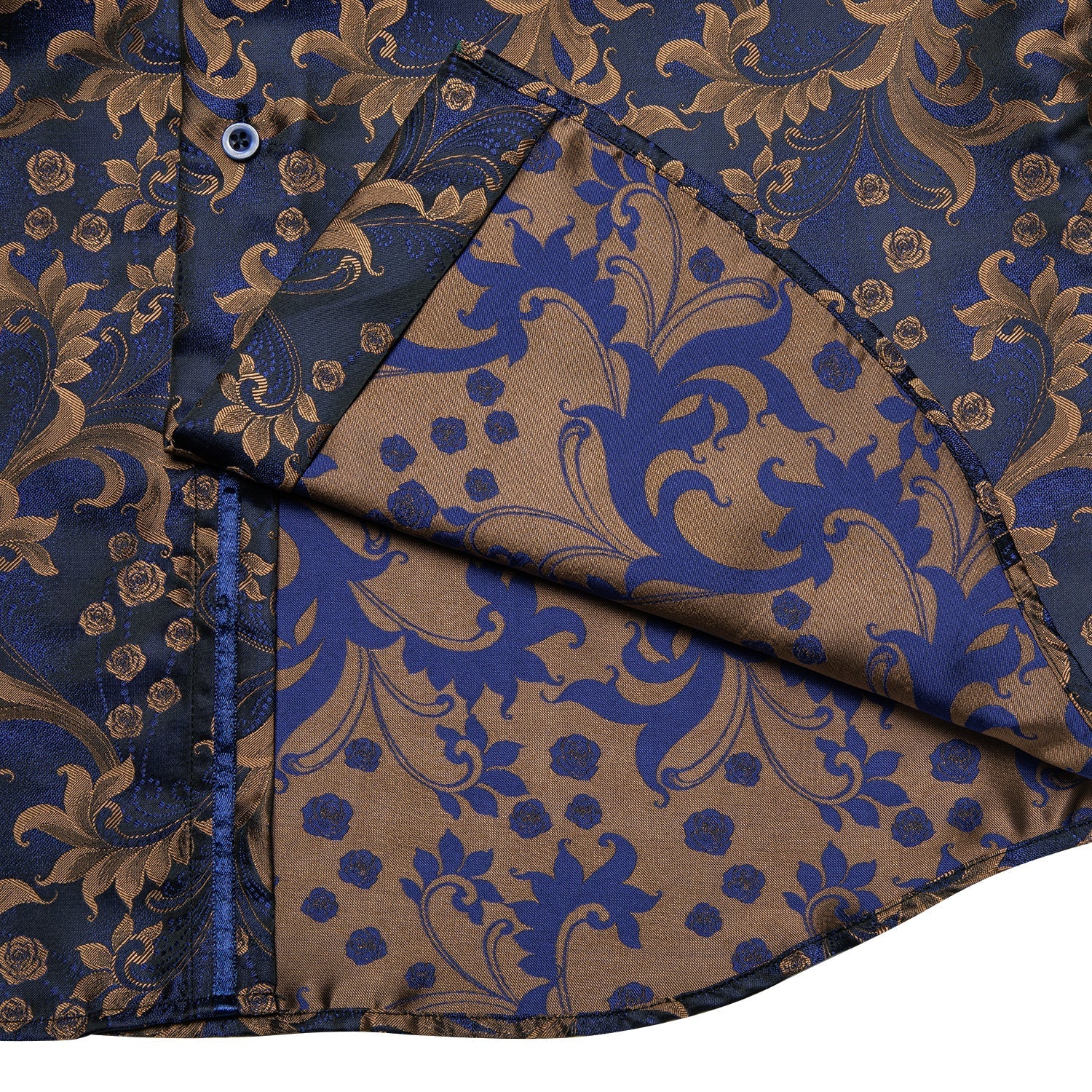 Royal Blue and Brown Floral Dress Shirt shirt    - Sophisticated Gentlemen