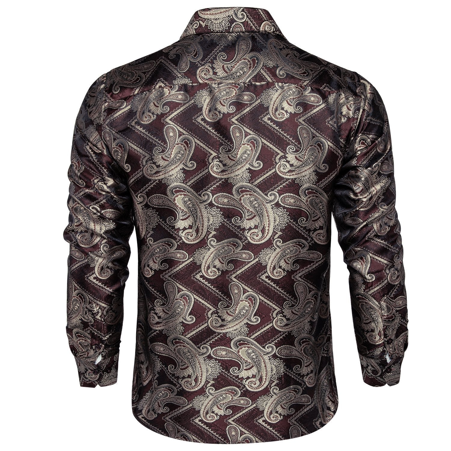 Burgundy and Brown Paisley Dress Shirt shirt    - Sophisticated Gentlemen