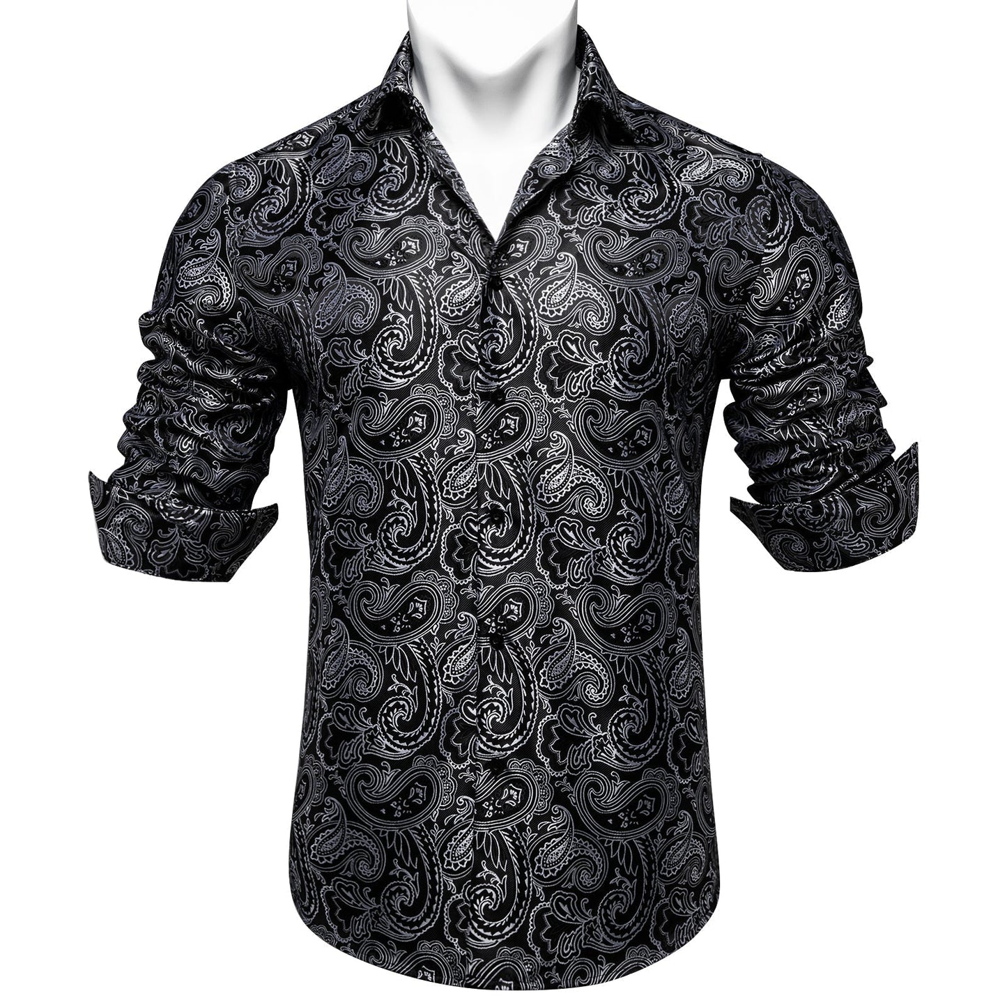 Black and Gray Paisley Dress Shirt shirt    - Sophisticated Gentlemen