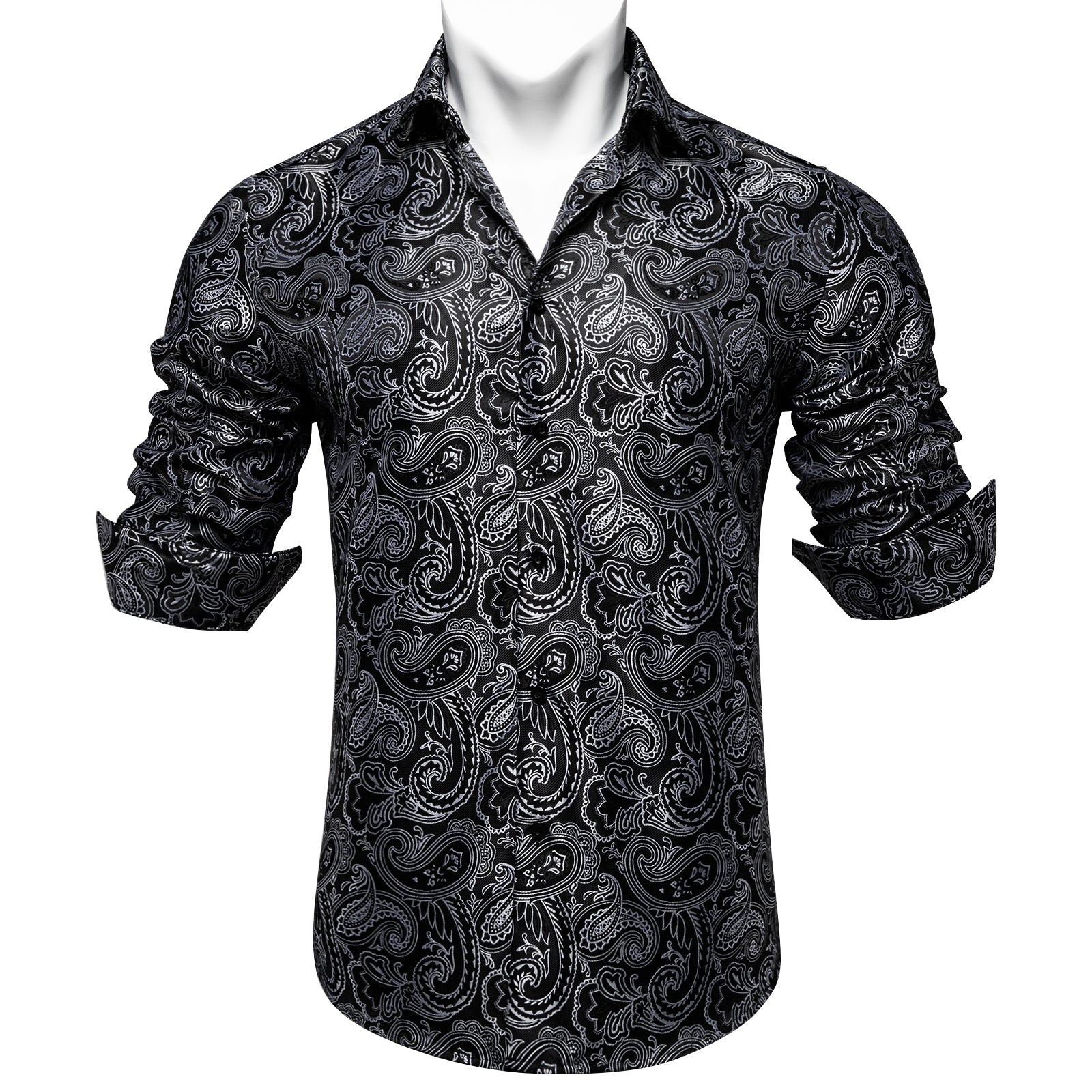Black and Gray Paisley Dress Shirt shirt    - Sophisticated Gentlemen