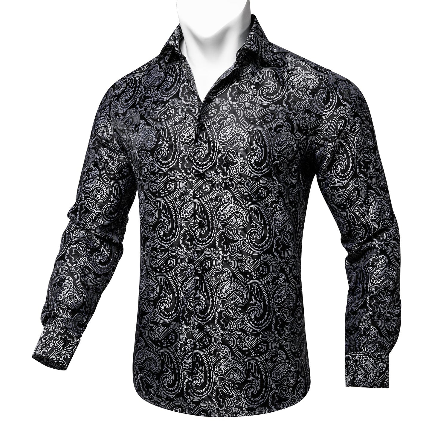 Black and Gray Paisley Dress Shirt shirt    - Sophisticated Gentlemen