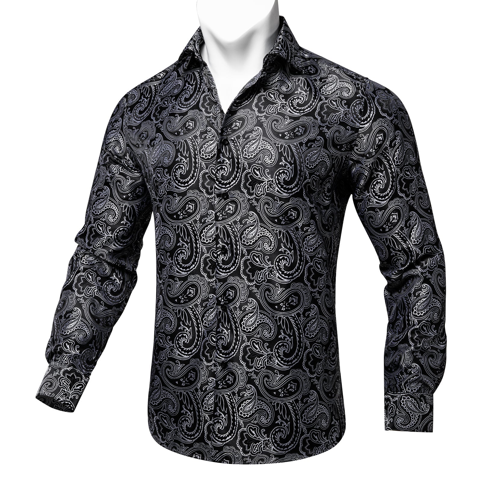 Black and Gray Paisley Dress Shirt shirt    - Sophisticated Gentlemen