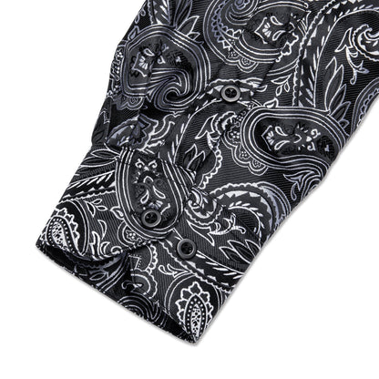 Black and Gray Paisley Dress Shirt shirt    - Sophisticated Gentlemen