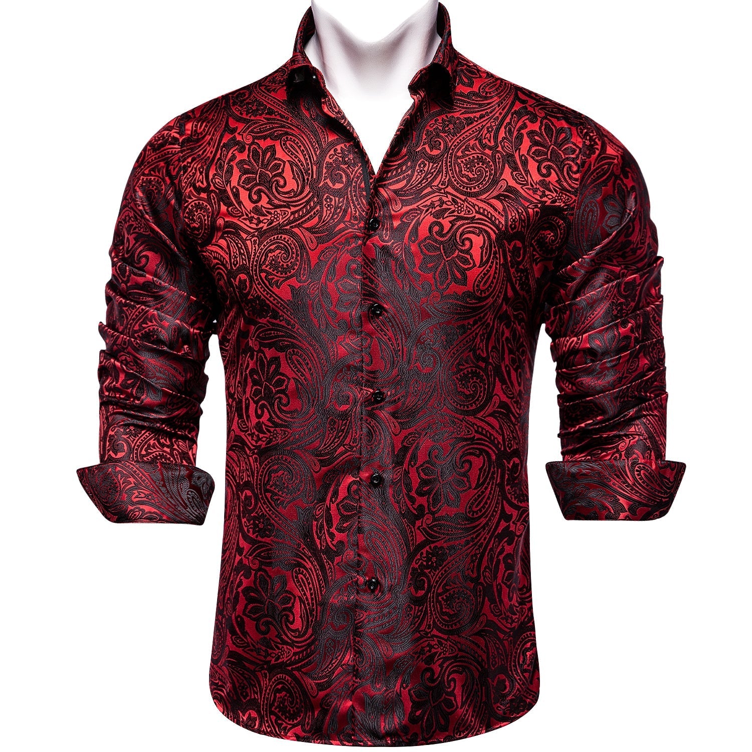 Dark Red Paisley Dress Shirt shirt    - Sophisticated Gentlemen