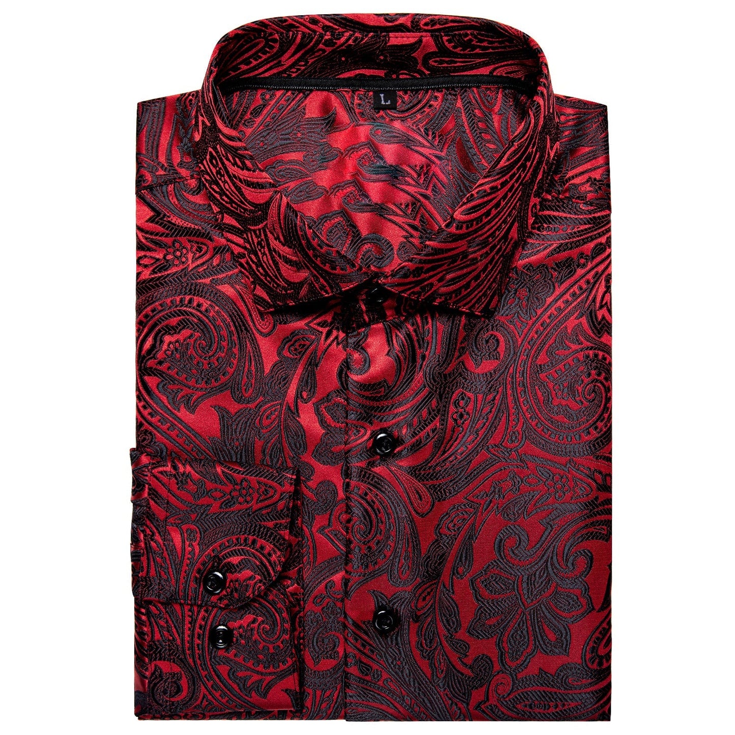 Dark Red Paisley Dress Shirt shirt    - Sophisticated Gentlemen