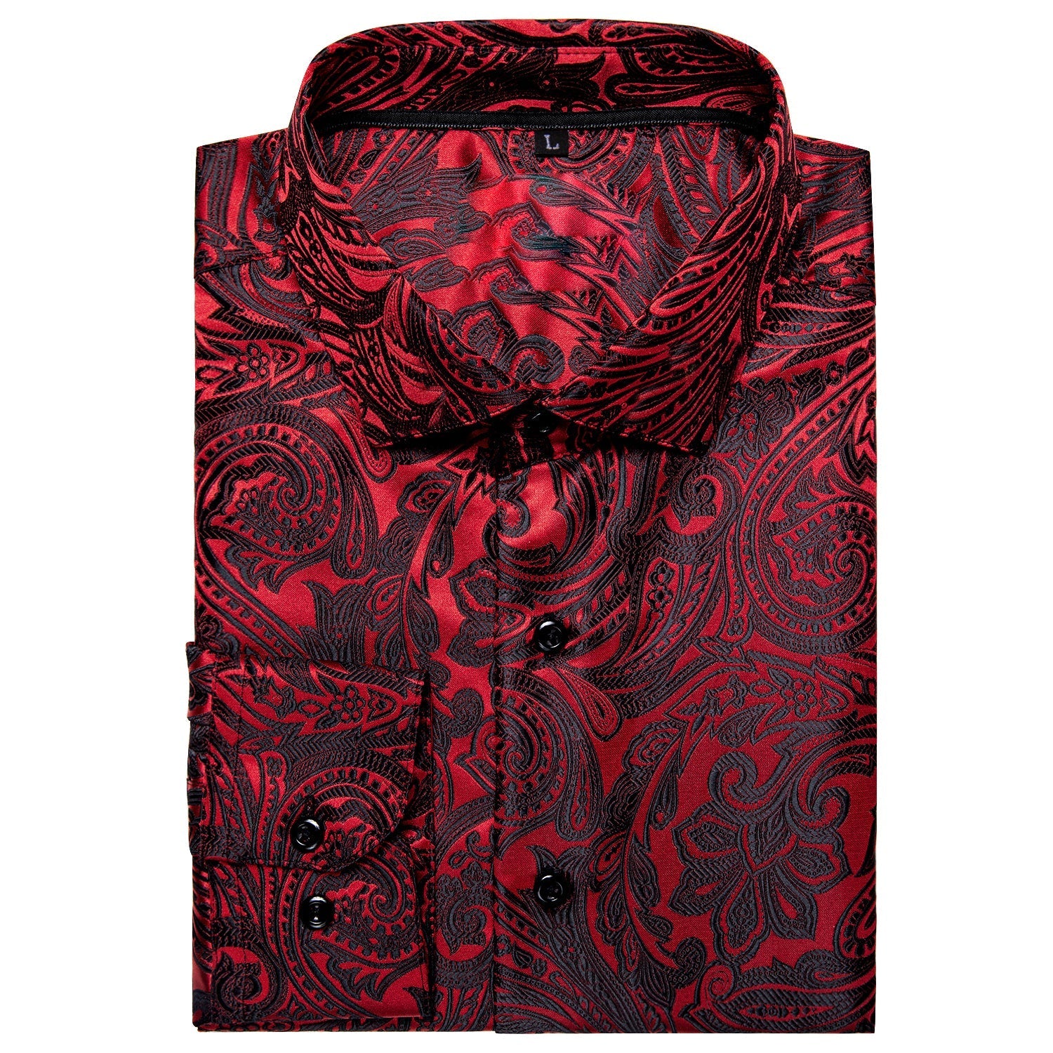 Dark Red Paisley Dress Shirt shirt    - Sophisticated Gentlemen
