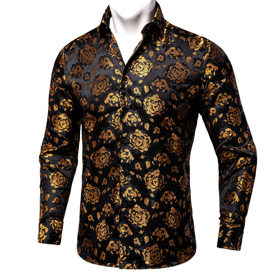Golden Peony Floral Dress Shirt shirt S   - Sophisticated Gentlemen