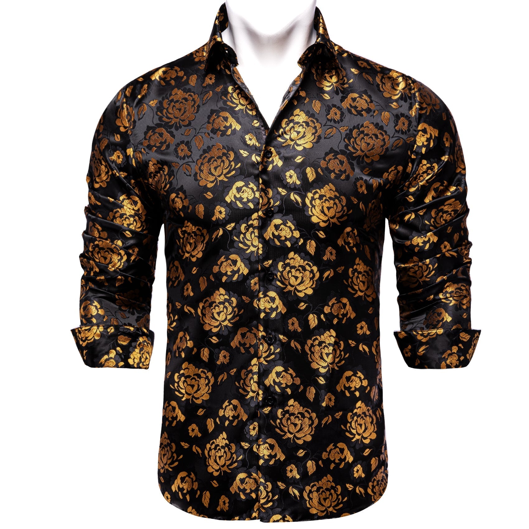 Golden Peony Floral Dress Shirt shirt    - Sophisticated Gentlemen