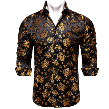 Golden Peony Floral Dress Shirt shirt    - Sophisticated Gentlemen