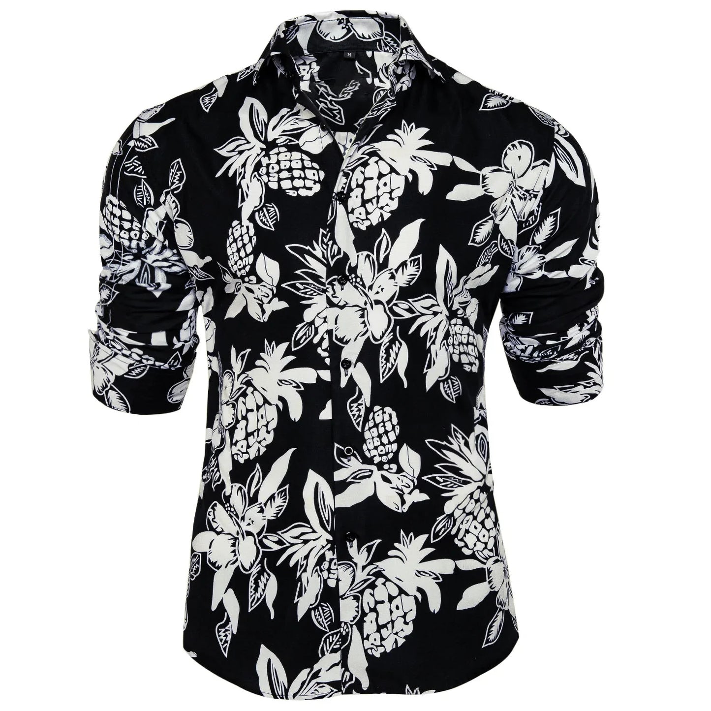 Black and White Floral Dress Shirt shirt    - Sophisticated Gentlemen