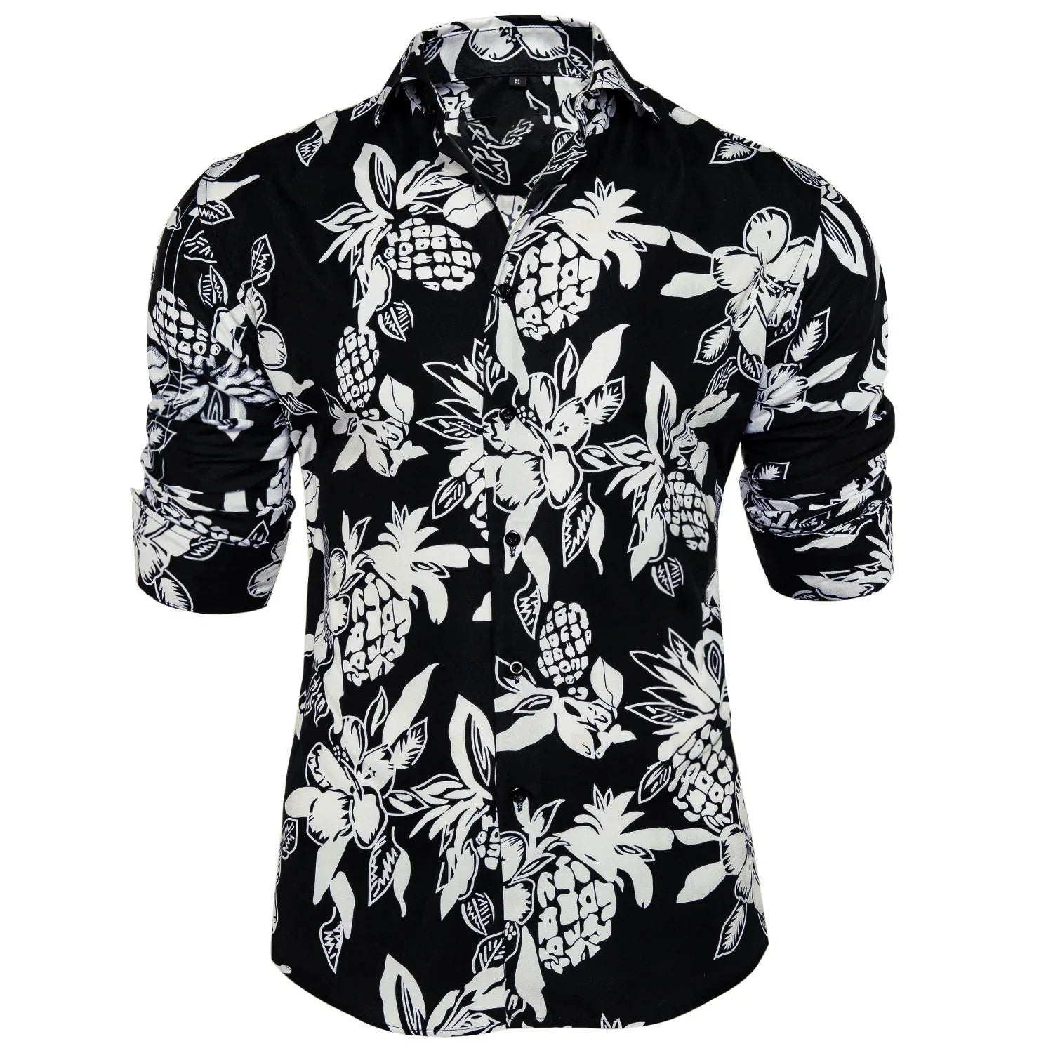 Black and White Floral Dress Shirt shirt    - Sophisticated Gentlemen