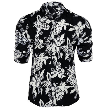 Black and White Floral Dress Shirt shirt    - Sophisticated Gentlemen