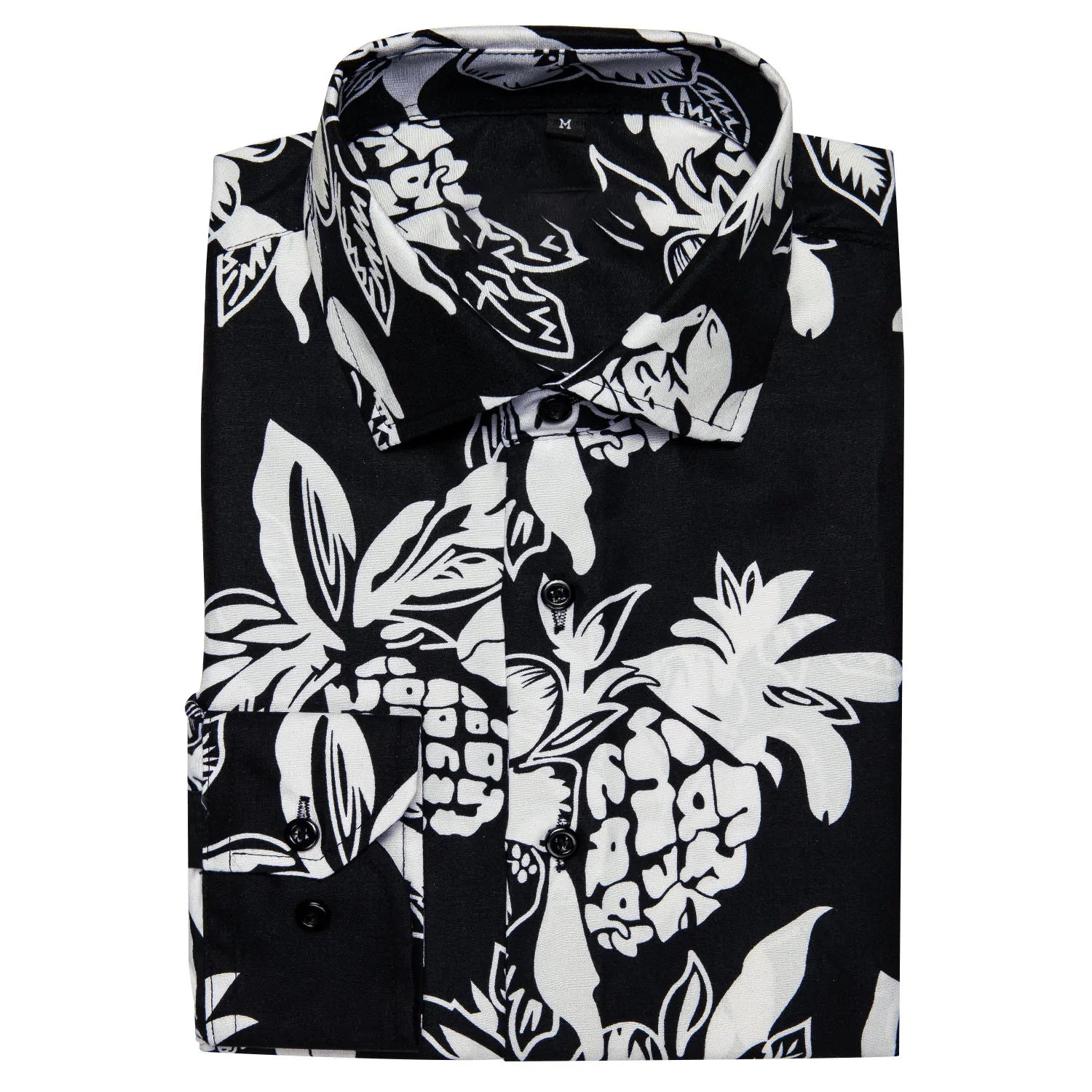 Black and White Floral Dress Shirt shirt    - Sophisticated Gentlemen