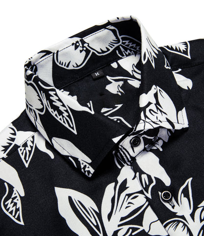Black and White Floral Dress Shirt shirt    - Sophisticated Gentlemen