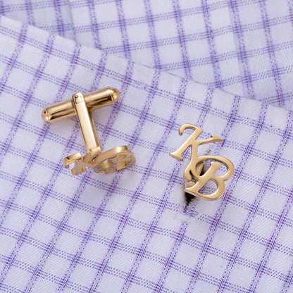 Initials Cufflinks cufflink Gold 2 ( Up to 3 Characters )  - Sophisticated Gentlemen