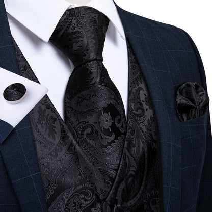 Black Fashion Men 100% Waistcoat Vest Pocket Suit Mjtz-109 - Gentleman Clothing