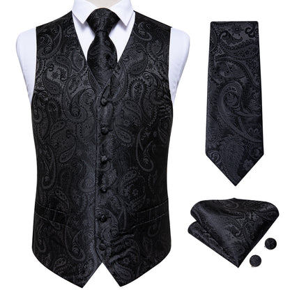 Black Fashion Men 100% Waistcoat Vest Pocket Suit Mjtz-109 - Gentleman Clothing