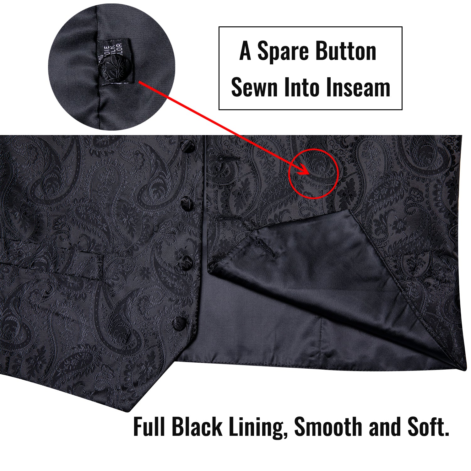 Black Fashion Men 100% Waistcoat Vest Pocket Suit Mjtz-109 - Gentleman Clothing