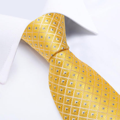 Gold and Diamonds Tie, Pocket Square and Cufflinks - SOPHGENT