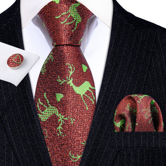 Reindeer In Love Tie, Pocket Square and Cufflinks - SOPHGENT