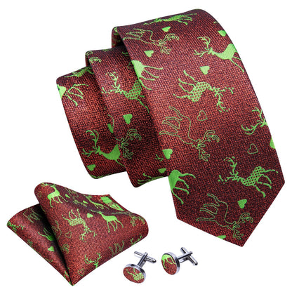 Reindeer In Love Tie, Pocket Square and Cufflinks tie sets    - Sophisticated Gentlemen