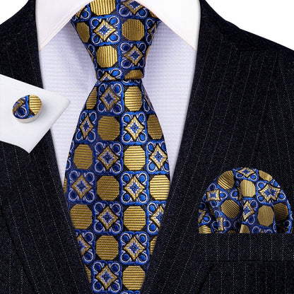 Venetian Ornament Silk Tie, Gold / Blue - SOPHGENT