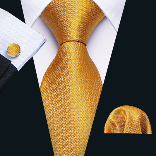 Golden Waves Premium Silk Tie Set - SOPHGENT