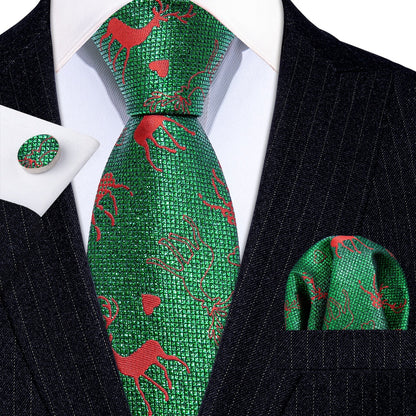 Santa's Reindeer Tie, Pocket Square and Cufflinks - SOPHGENT
