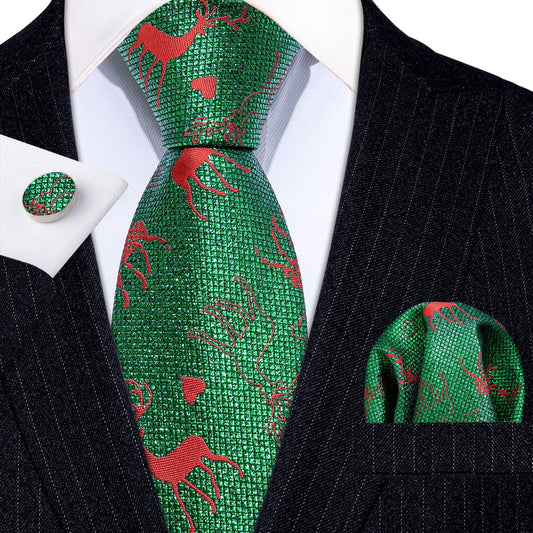 Santa's Reindeer Tie, Pocket Square and Cufflinks - SOPHGENT