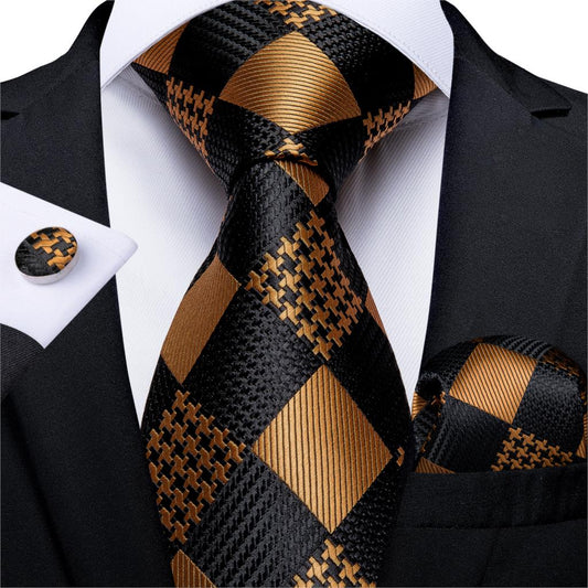 Modern Plaid Tie, Pocket Square and Cufflinks - SOPHGENT