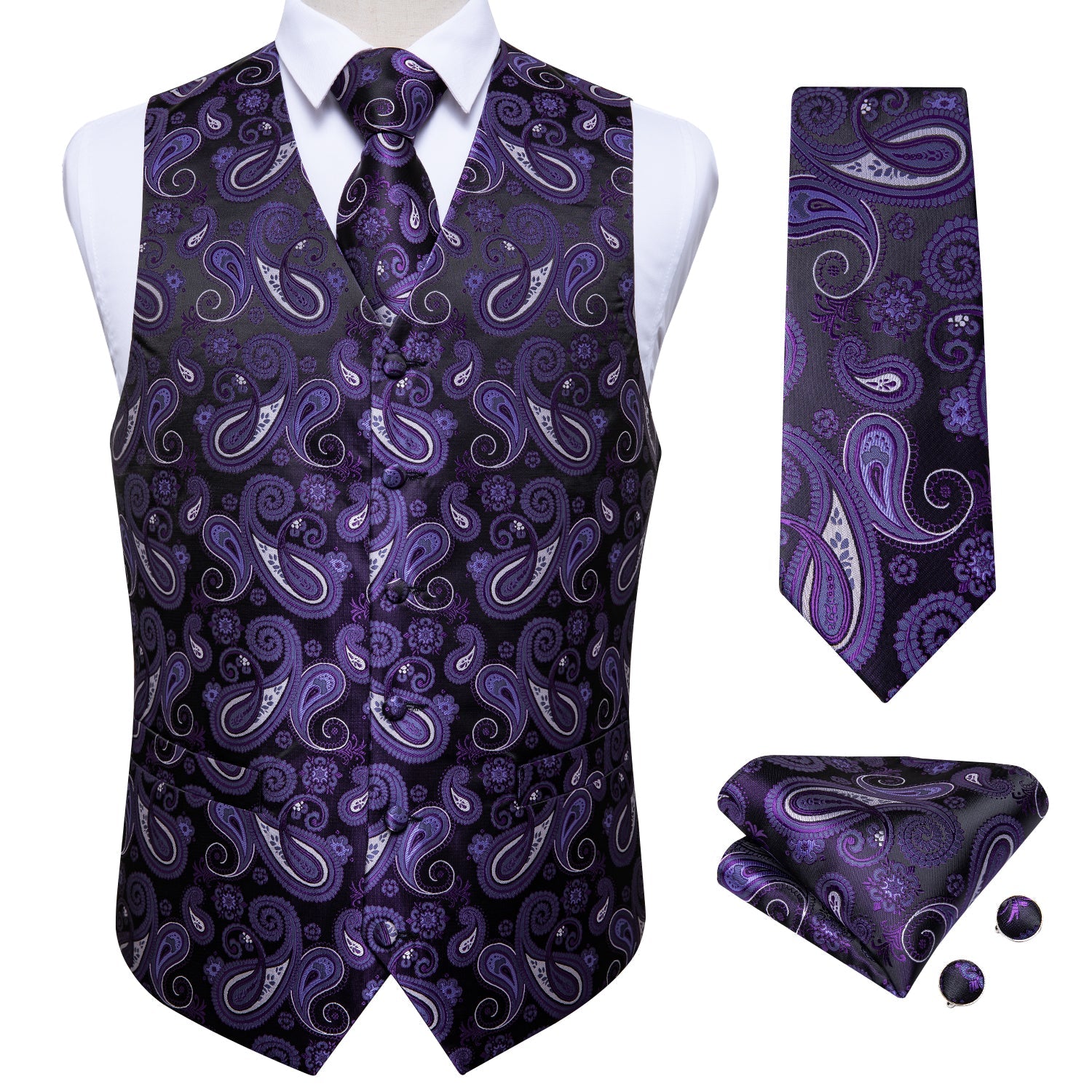 Purple Paisley Vest Set vest set    - Sophisticated Gentlemen