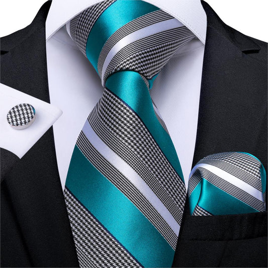 Houndstooth With Stripe Premium Silk Tie - SOPHGENT