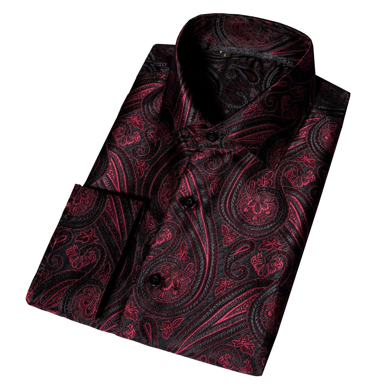 Red and Black Paisley Dress Shirt shirt    - Sophisticated Gentlemen