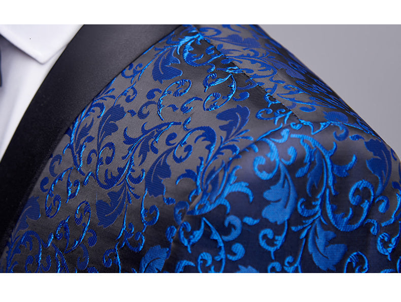 Blue Floral Tuxedo Jacket tuxedo    - Sophisticated Gentlemen