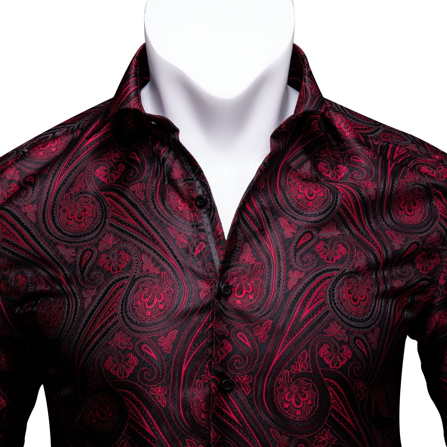 Red and Black Paisley Dress Shirt shirt    - Sophisticated Gentlemen