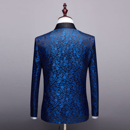 Blue Floral Tuxedo Jacket tuxedo    - Sophisticated Gentlemen