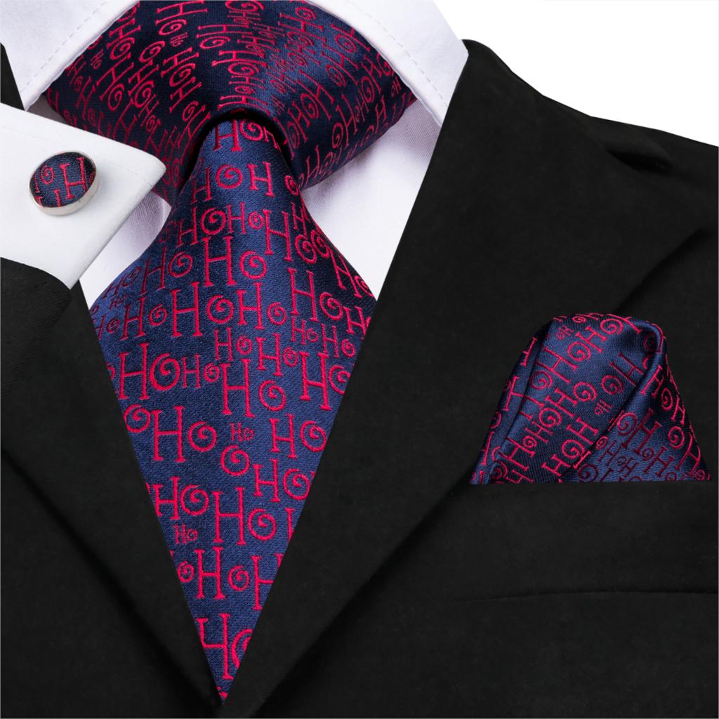 HoHoHo On Blue Tie, Pocket Square and Cufflinks tie sets Standard packaging   - Sophisticated Gentlemen