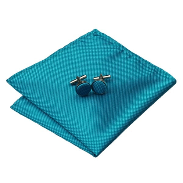 Tie, Pocket Square and Cufflinks In Teal Tie sets    - Sophisticated Gentlemen