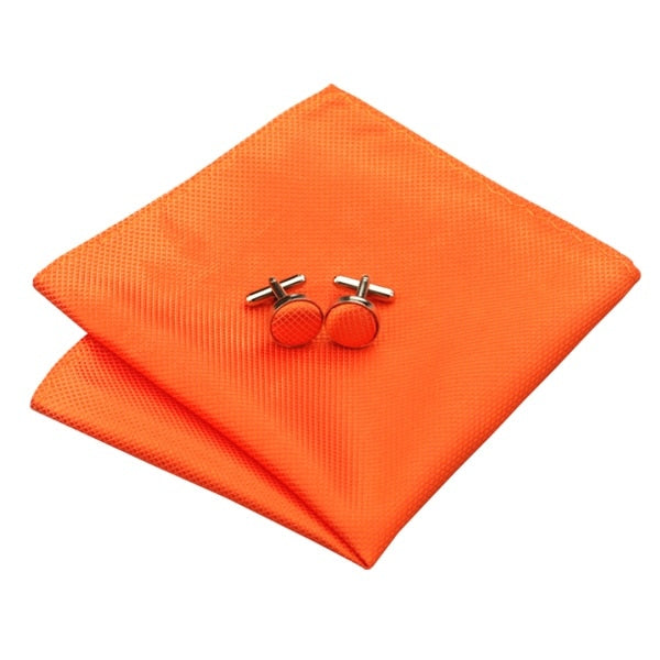Tie, Pocket Square and Cufflinks in Orange Tie sets    - Sophisticated Gentlemen