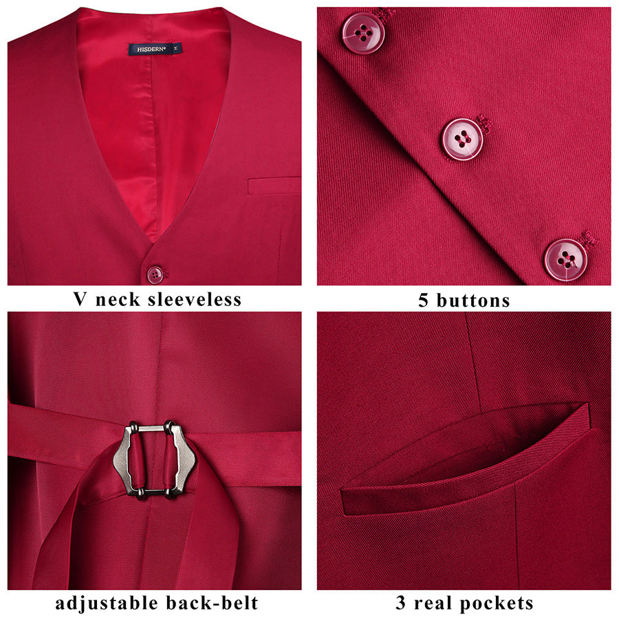 Fire Red Cotton Vest Vest    - Sophisticated Gentlemen