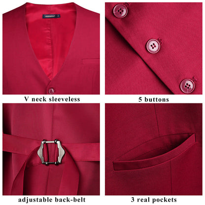 Fire Red Cotton Vest Vest    - Sophisticated Gentlemen
