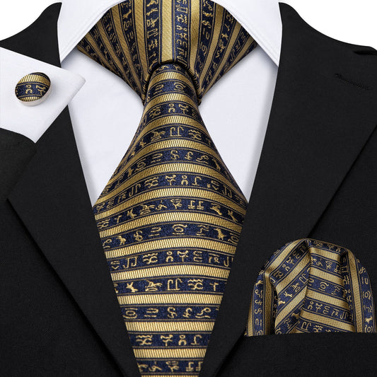 Egyptian Hieroglyphs Tie Set  Standard Packaging   - Sophisticated Gentlemen