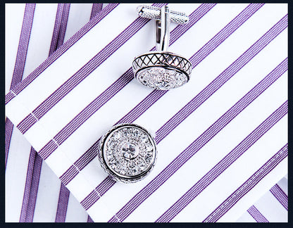 Round Vintage Silver Cufflinks Cufflink    - Sophisticated Gentlemen