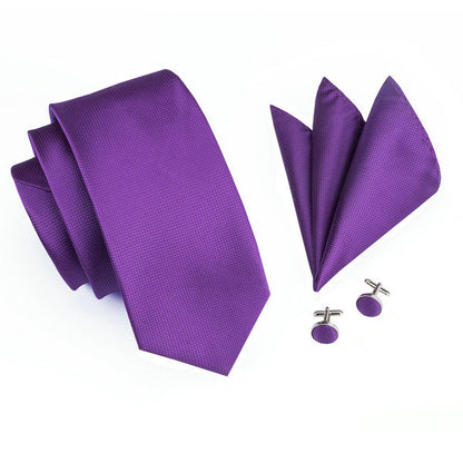 Tie, Pocket Square and Cufflinks In Purple Tie sets    - Sophisticated Gentlemen