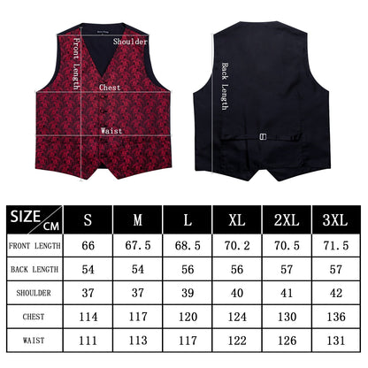 Red and Black Paisley 4-Piece Vest Set vest set    - Sophisticated Gentlemen