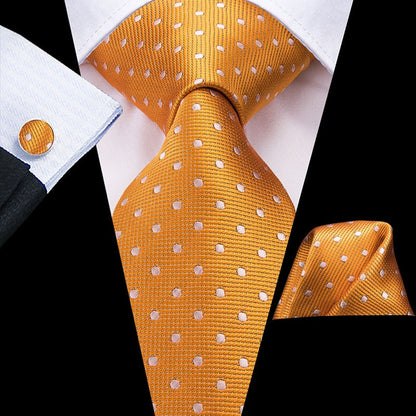 Orange Polka Dot Premium Tie Set tie sets Standard packaging   - Sophisticated Gentlemen
