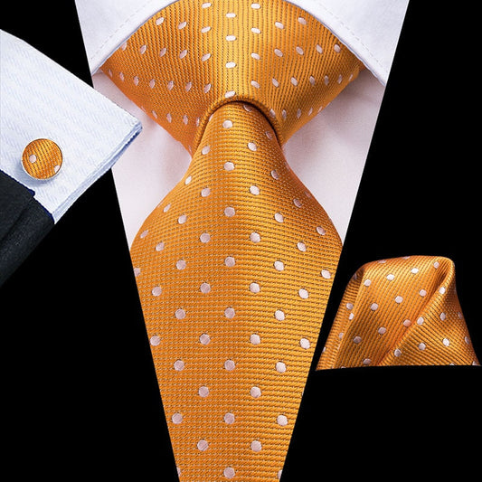 Orange Polka Dot Premium Tie Set tie sets Standard packaging   - Sophisticated Gentlemen