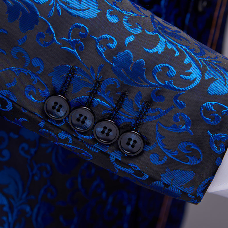 Blue Floral Tuxedo Jacket tuxedo    - Sophisticated Gentlemen