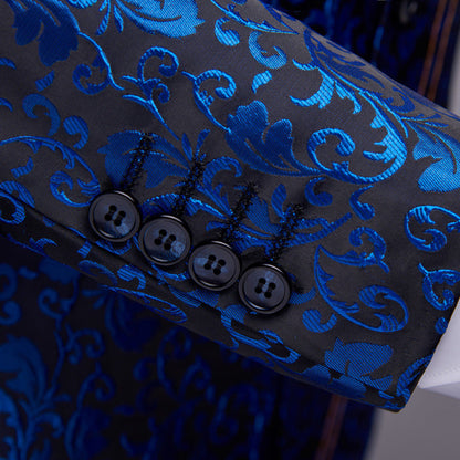Blue Floral Tuxedo Jacket tuxedo    - Sophisticated Gentlemen