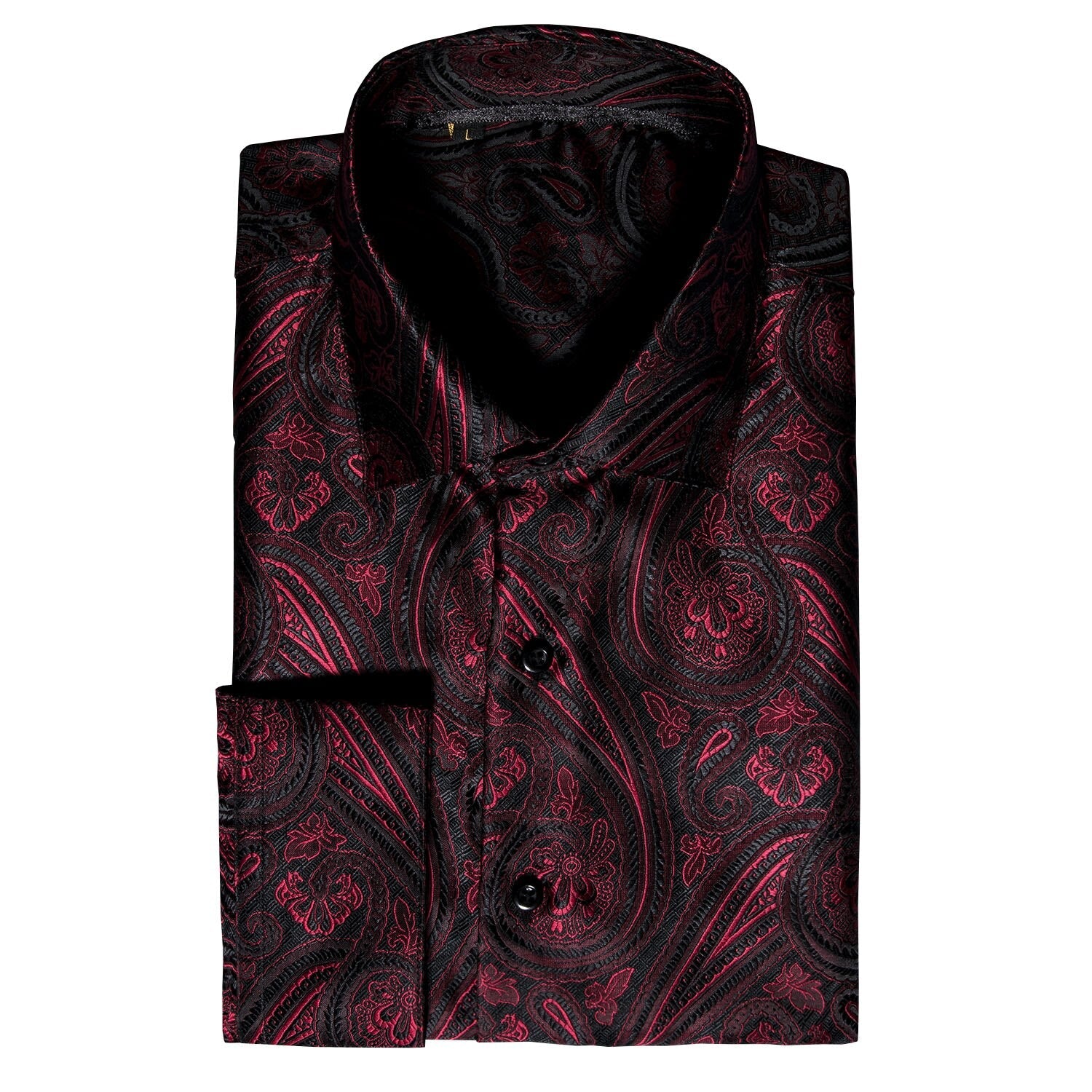 Red and Black Paisley Dress Shirt shirt    - Sophisticated Gentlemen